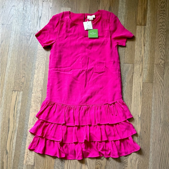 kate spade Other - NWT Kate Spade Pretty in Pink Tiered Dress with ruffle bottom. Size 164/14years.